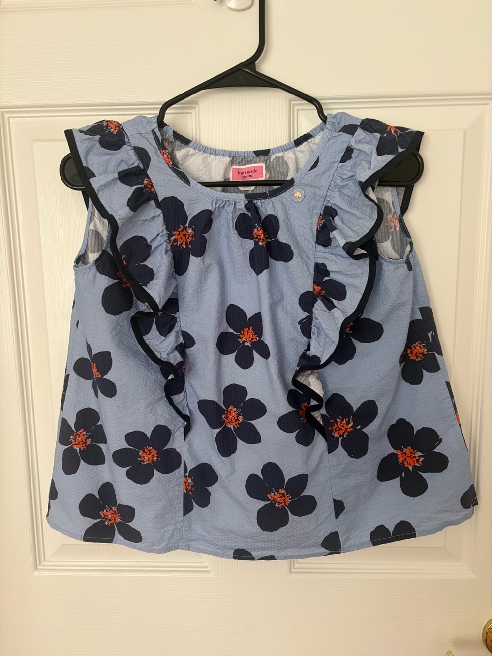 Kate spade Blue Floral Ruffle Sleeveless Top - Kids